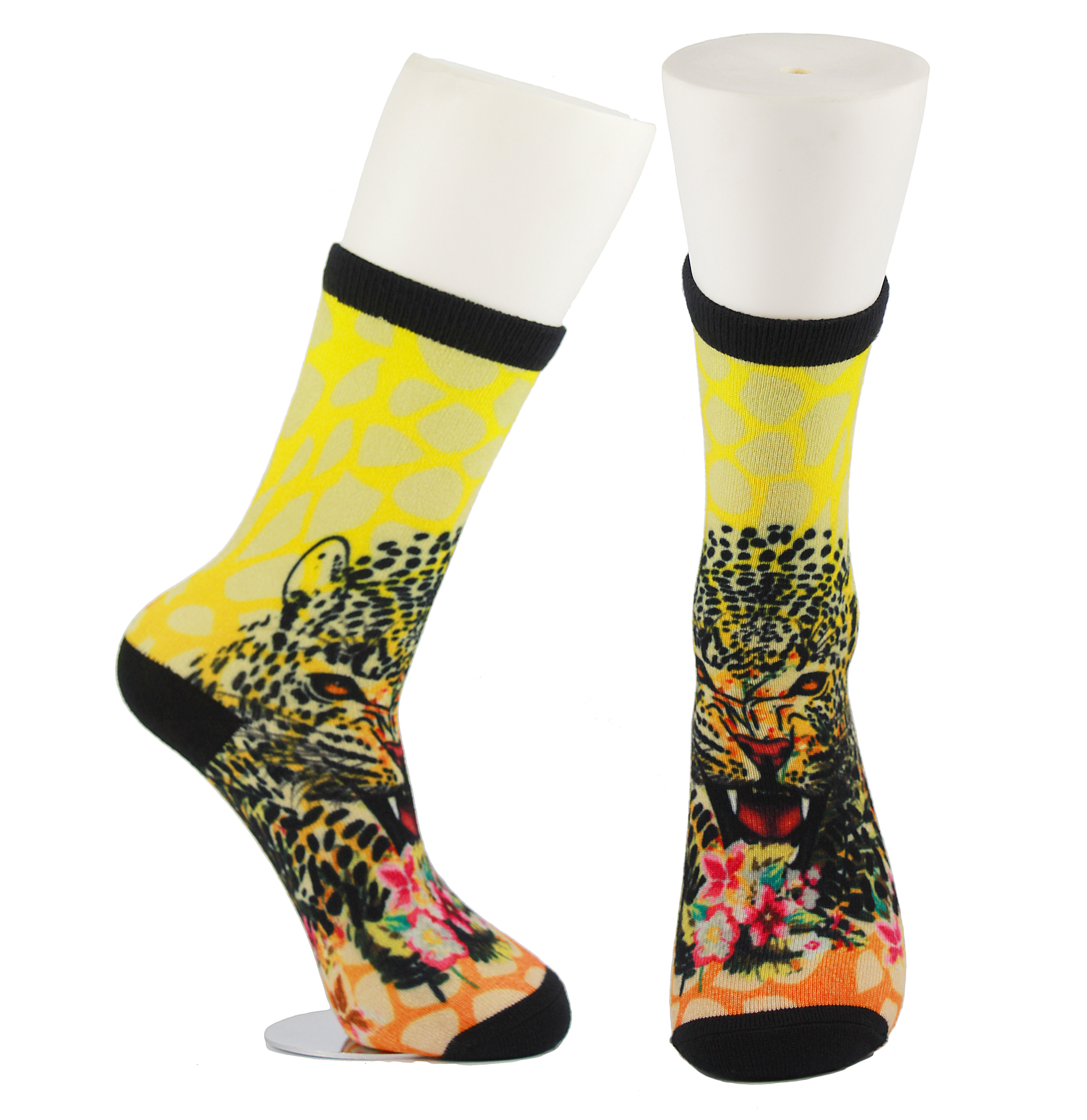 Anti calzini stampati abitudine gialla di slittamento, calzini stampati svegli molli amichevoli eco-